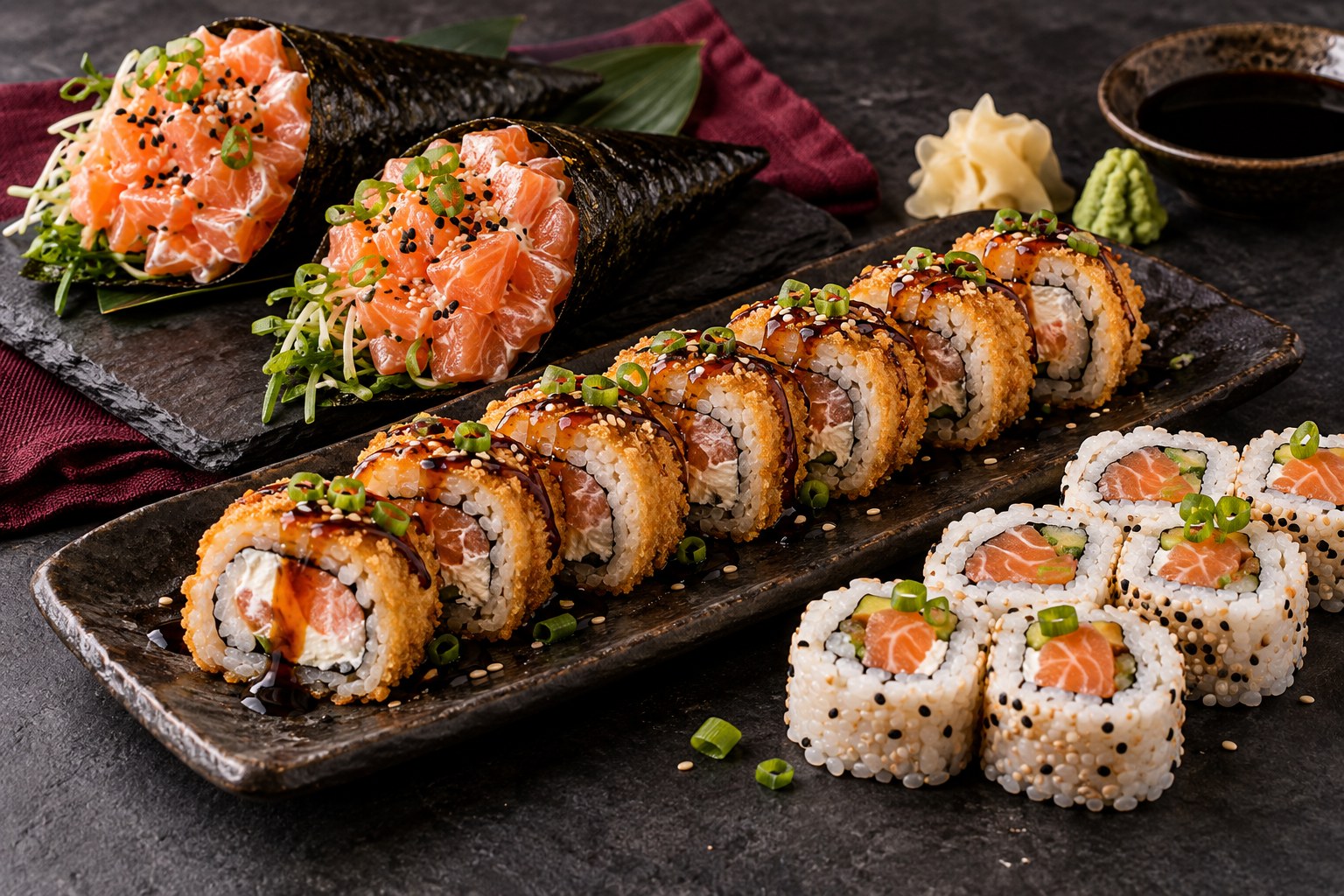 Temakis de salmão